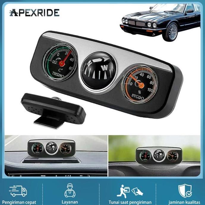 3 IN 1 Termometer Dasbor Mobil Higrometer Digital Pengukur Temperatur Suhu Air Kompas Hygrometer Kom