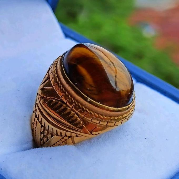 cincin Batu akik Tiger Eye Super keren ring titanium