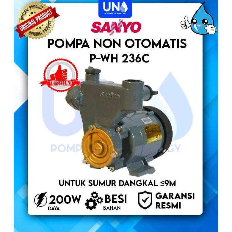 Sanyo Mesin Pompa Air Sumur Dangkal Non Otomatis / Non Auto Pwh 236 C Terbatas