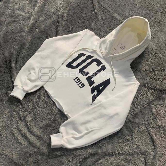 Langsungaja- Hoodie Crop Wanita Ucla - Hoodie Wanita Lembut Halus Kain Fleece 280-300Gsm Tebal - Cre