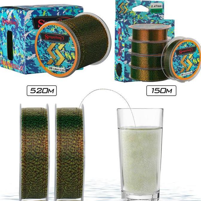 Sakanatsuri- Sougayilang Senar Pancing Tak Terlihat 150/520M Senar Fluorokarbon Ikan Mas Senar Tutul