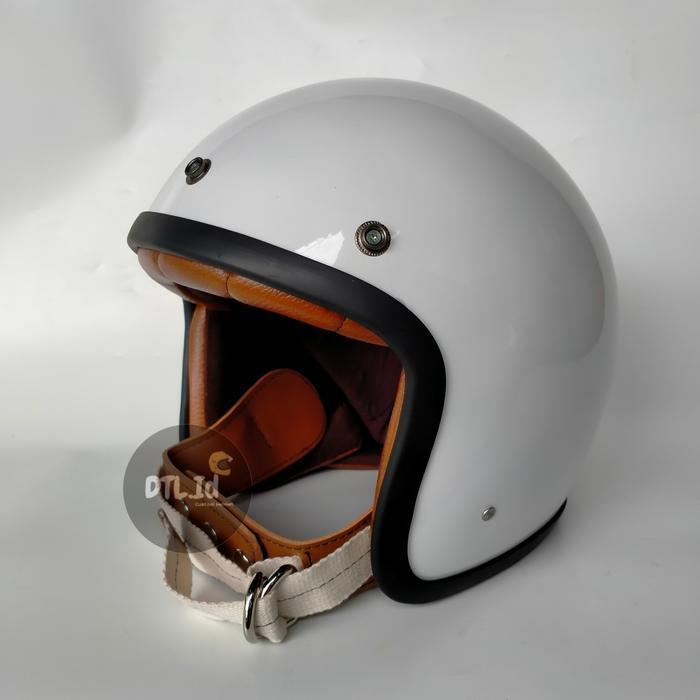 Helm Slim Head Putih Busa Cokelat Original Dan Terpercaya