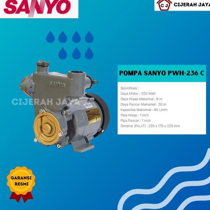 Sanyo Pompa Air Pwh 236 C Pwh236C Pwh-236 / Pompa Air Sanyo Manual 200Watt Premium