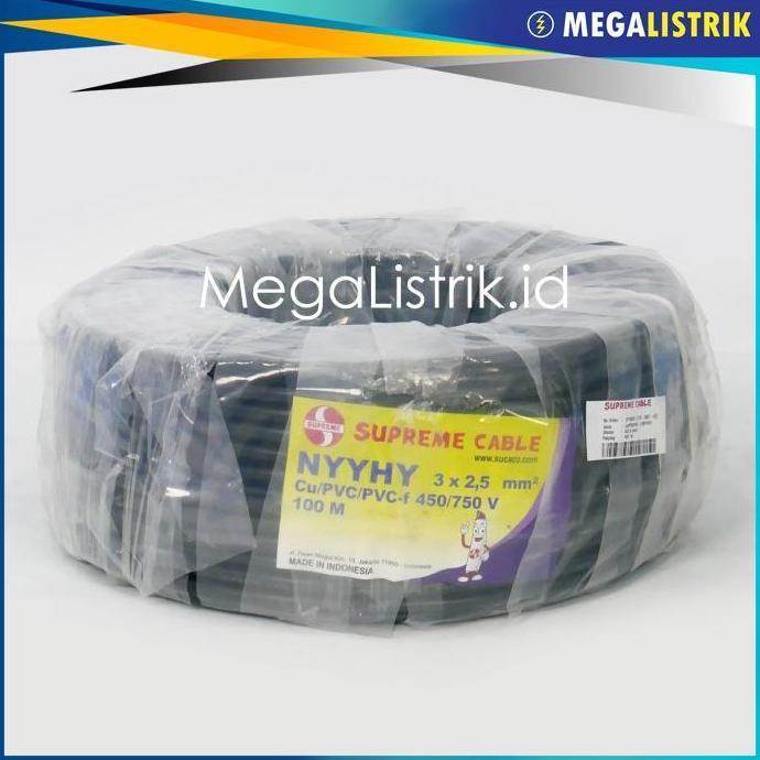 Promo Supreme Kabel NYYHY / NYMHY 3x2.5 mm Hitam ( Rol 100M ) / Supreme Cable Kabel Listrik Serabut 
