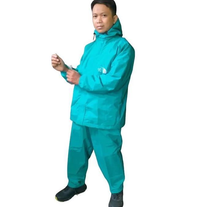 The North Face Jas Hujan Setelan Tnf Jaket Dan Celana Unisex Te En Ef Taslan Parasut Coating Size M 