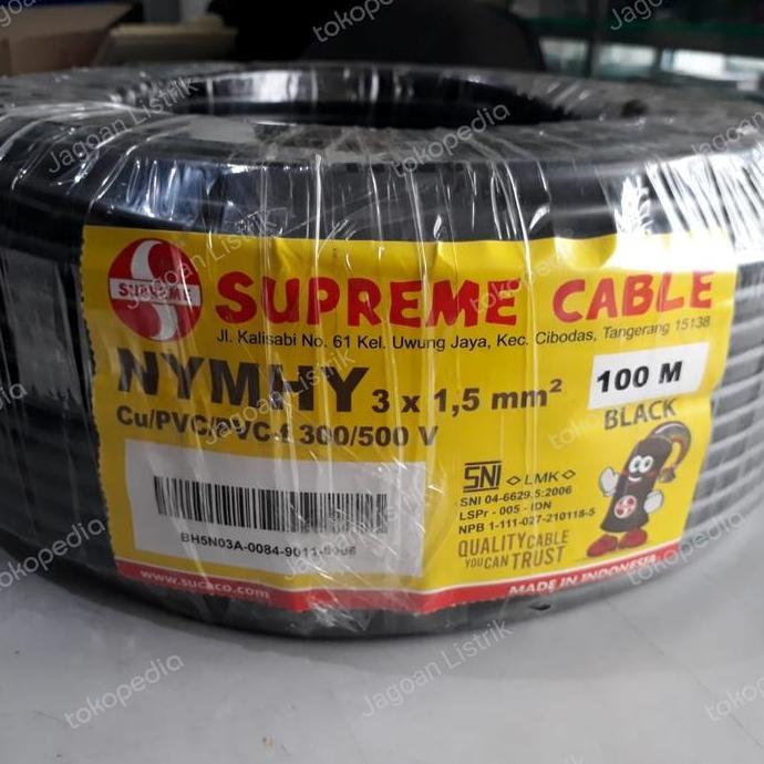 Promo Kabel Listrik Serabut NYYHY 3x1.5 mm Supreme Hitam NYYHY 3 x 1.5mm Diskon