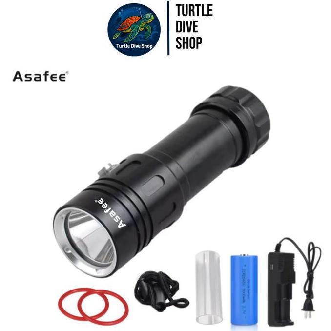 HARGA DISC - Senter Diving Asafee AF05D Anti Air Include Charger dan Baterai senter selam senter sel