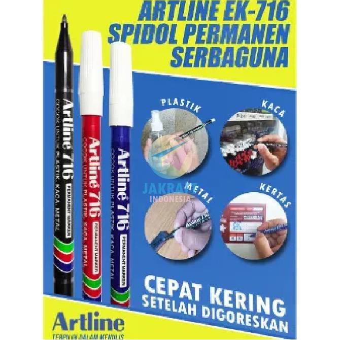PROMO TERBATAS (1 PCS) SPIDOL PERMANEN KECIL ARTLINE EK-716 HITAM BLACK / BIRU BLUE / MERAH RED PERM