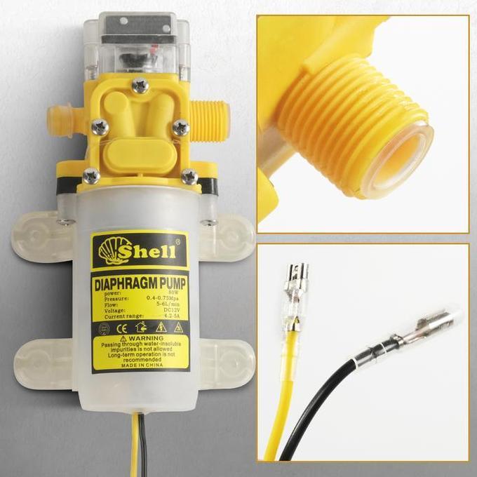 Shell Paket Lengkap Pompa Air DC 12V Selang OUT Quick Release - Alat Cuci Motor Mobil High Pressure 
