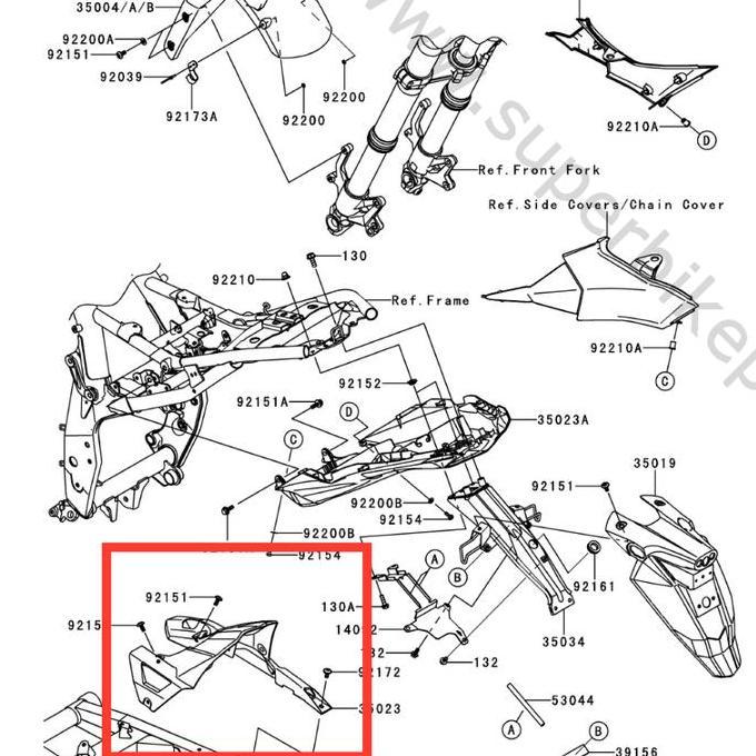 HUGGER COVER TUTUP RANTAI KAWASAKI Z800 Z 800 ORIGINAL KAWASAKI