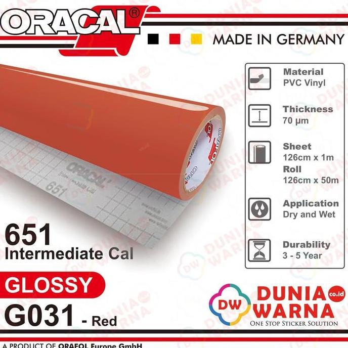 Oracal 651 031 Red 651G Gloss 651M Matte (Doff) Sticker Vinyl Calendered Intermediate Cal