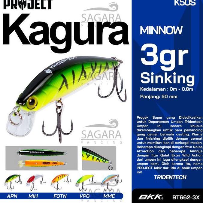 Minnow Tridentech Kagura Project Minnow Sinking Lure Umpan Pancing