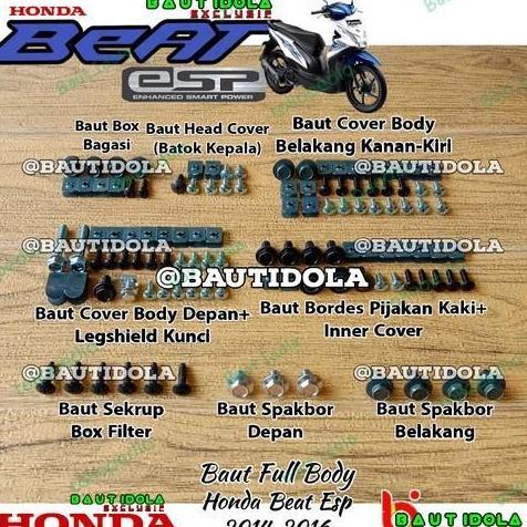 Baut Full Set Body Honda Beat Esp 2014-2016