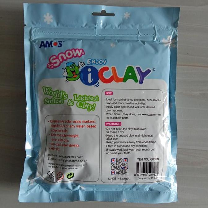 amos i clay iclay mainan anak snow putih asli korea 80gr 80 gram