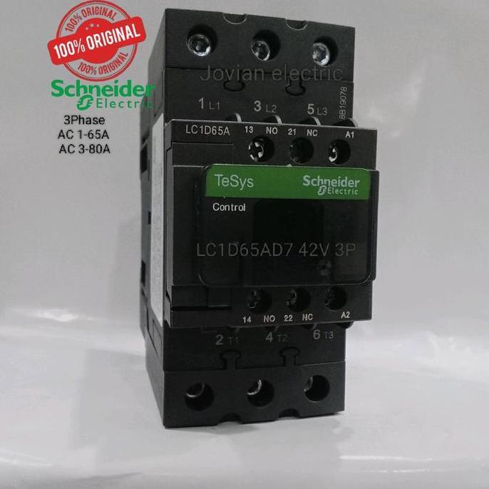 Murah Kontaktor Contactor Schneider Lc1D65Ad7 Lc1D65 D7 42V Ac 65A 3P