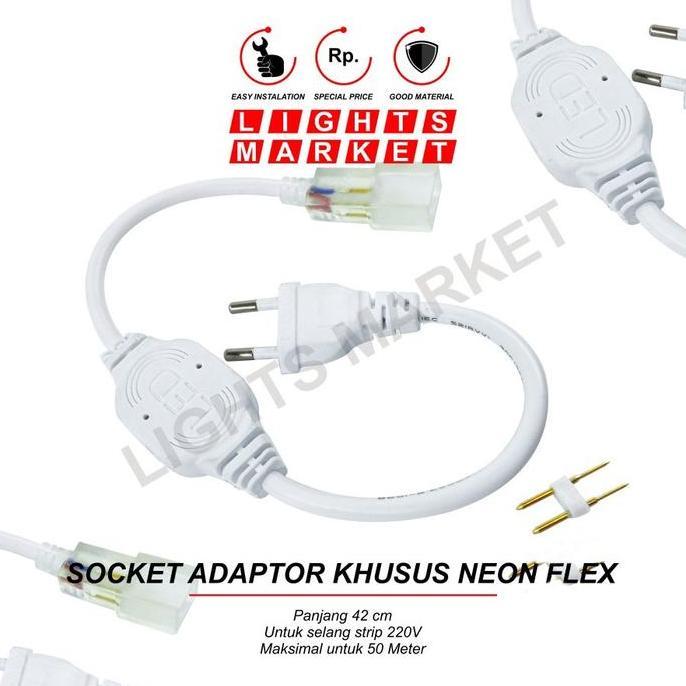 kabel colokan soket socket led strip lampu neon flex plus