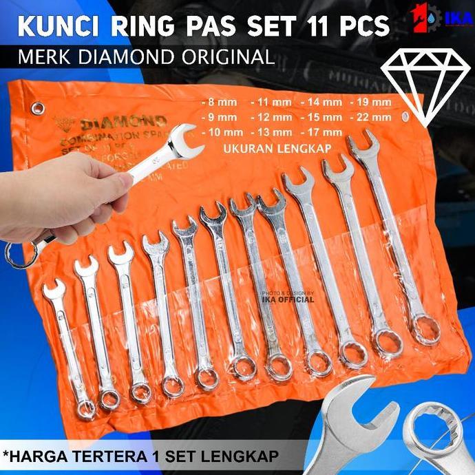 BLOCHEA Kunci ring pas set 11 pcs DIAMOND MURAH Kunci Ring Pas Diamond Set 11pcs 8-22 Lengkap Termur