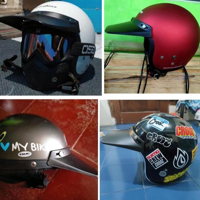 PET PED TOPI FINO HELM CROSS RETRO CLASSIC KULIT BEBEK TRAIL PANJANG