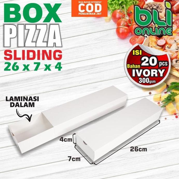 Box Pizza Sliding POLOS 26 x 7 x 4 / isi 20pcs / Box Pizza Panjang / Box Pizza persegi / Kotak Pizza