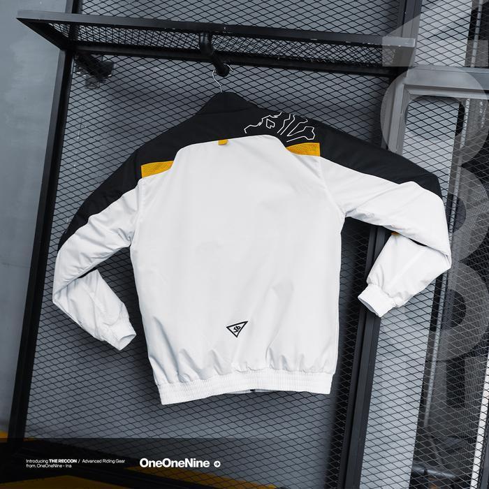 Oneonenine Ksr Jaket Racernine Reccon Black White Yellow Series - Jaket Sablon Bordir Motor Sport Or