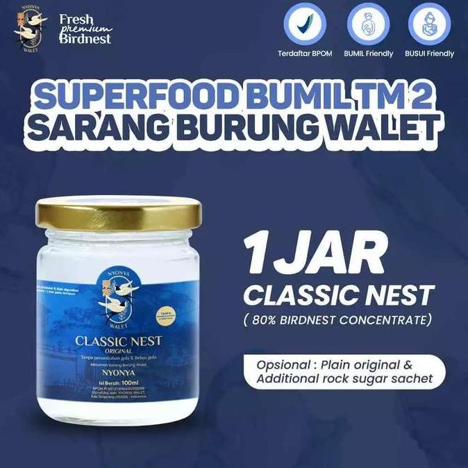 Kenk- Nyonya Walet - Minuman Sarang Walet - Bird Nest Drink - Classic Nest (80% Bird Nest) - 1 Jar