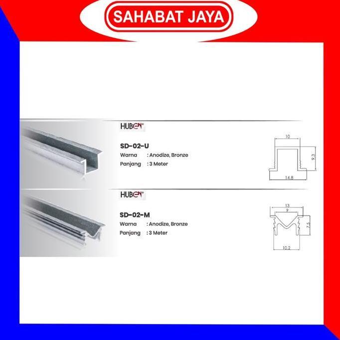 SET Rel dan Roda Pintu Lemari Sliding Rel SD-02 U dan M HUBEN
