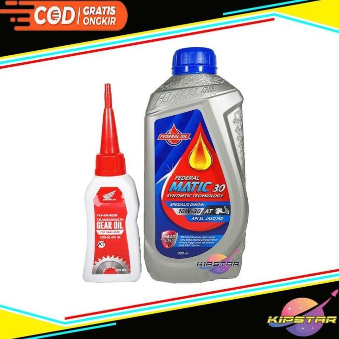 New- Paket Oli Motor Matic Federal Matic Plus Oli Gardan Honda / Federal Matic 0,8L Plus Oli Gear Ah
