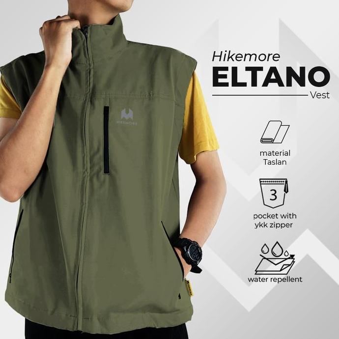 Hikemore Eltano Vest Pria Rompi Motor Tebal Touring Original Vest Outdoor Logo Casual