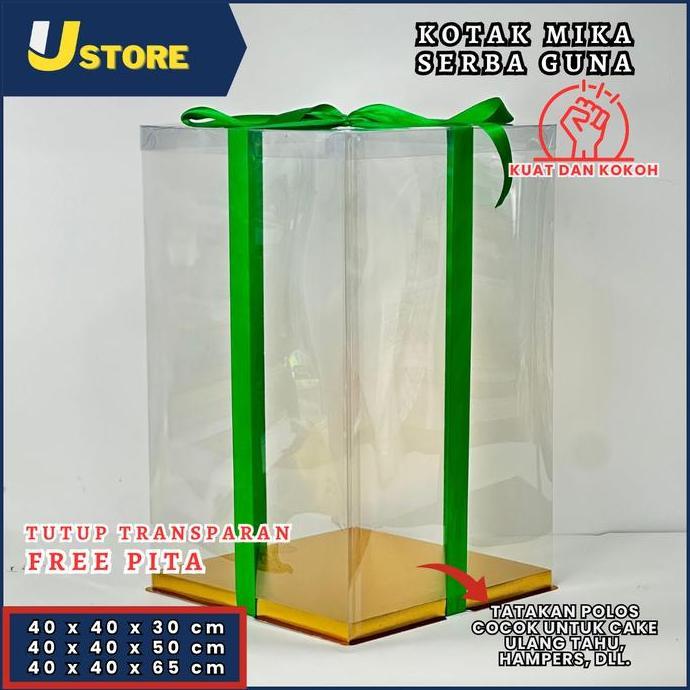 Cake Box Mika Dus Kue Kotak Kue 40x40 cm Box Jumbo Kotak Hantaran Kotak Kado Tutup Warna dan Transpa