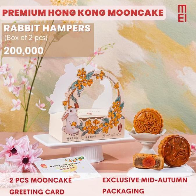 NEW MEI PREMIUM HAMPERS MOONCAKE KUE BULAN DENGAN BAHAN HONGKONG - PILIHAN RASA PURE WHITE LOTUS & W