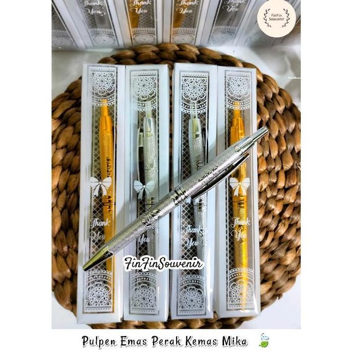 ( Isi 50Pcs ) Souvenir Pulpen Emas Perak Kemasan Mika Pulpen Murah Meriah
