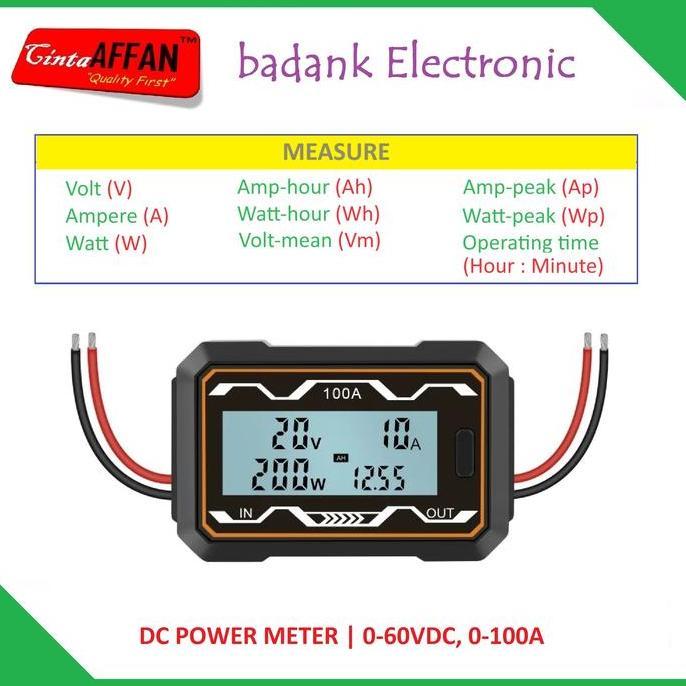 DC Digital Power Meter - Wh Ah Watt Voltage Ampere