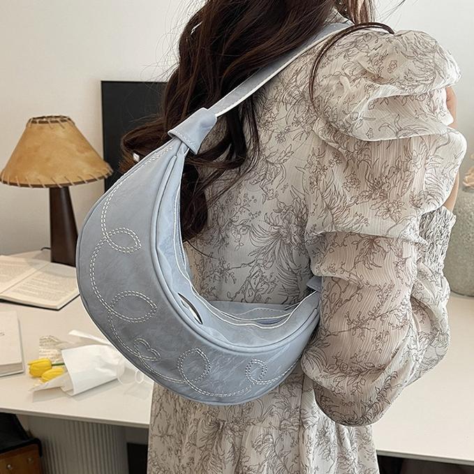 BIG PROMO HT Tas Bahu Shoulder Bag Tas Tangan Tas Bordir Fashion Tas Komuter Rantai Korea Sederhana 