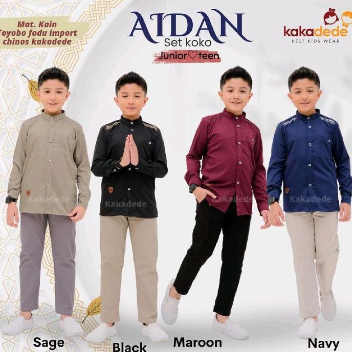 Aidan Kids Muslim Fashion Set Baju Muslim Anak Kemko 6-14 Tahun Koko Lengan Panjang kakadede kidswea
