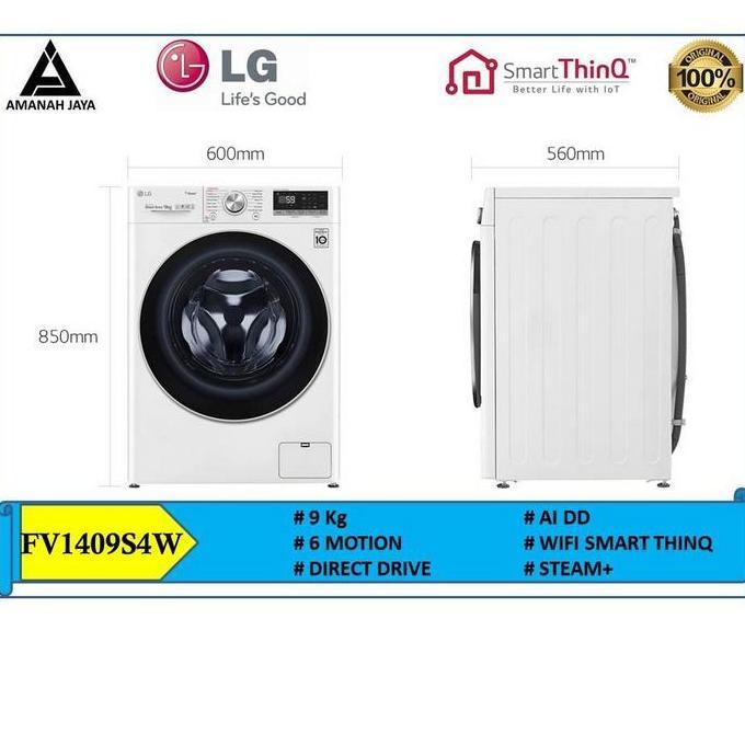 Promo Lg Mesin Cuci Fv1409S4W Front Loading 9 Kg | Fv1409 | Ai Dd With Wifi