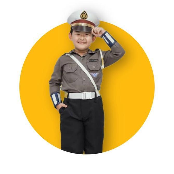 Baju Polantas anak laki-laki lengkap aksesoris Baju Polisi anak laki laki Baju Profesi Polisi lalu L