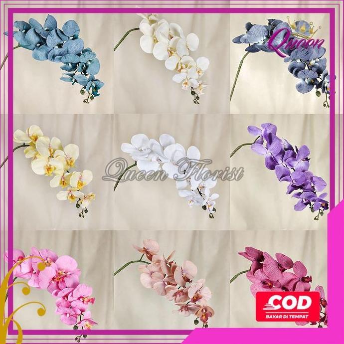 Bunga Anggrek Bulan Latex X9 - 1 PCS Bunga Anggrek Artificia - Bunga Dekorasi - Bunga Import Murah