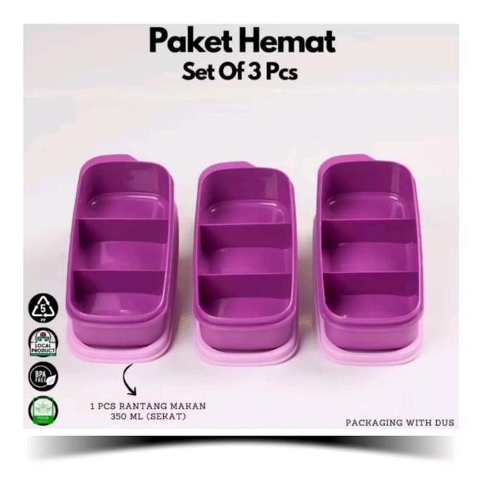 CVRAHAYU_GENTLA - KOTAK MAKAN PAKET HEMAT 3PCS SEKAT ATAU POLOS ( 1PAKET ISI 3 ) TEMPAT BENTOBOX BEK