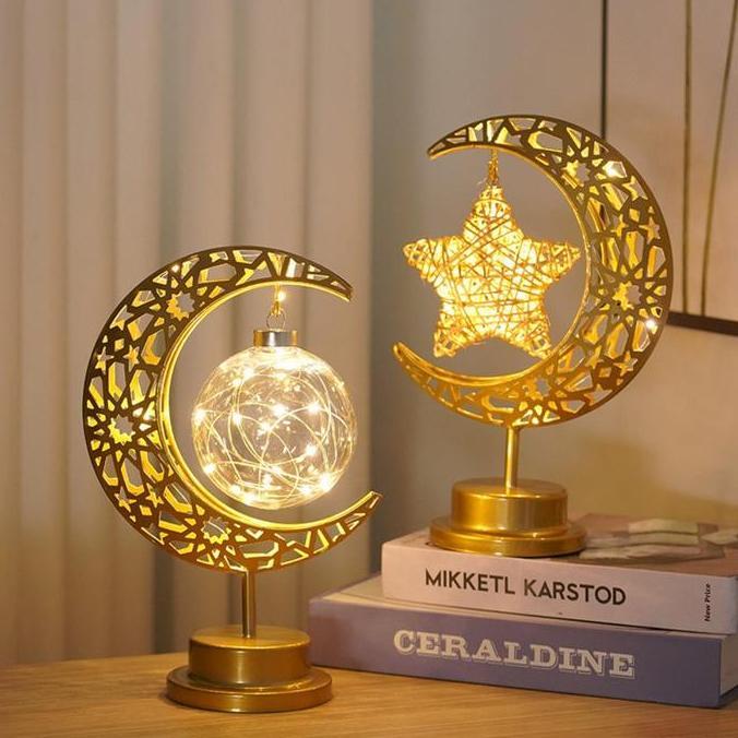 Raito- Lampu Lentera Bulan Bintang Led Warm White Dekorasi Hiasan Led Muslim Hiasan Idul Fitri Souve