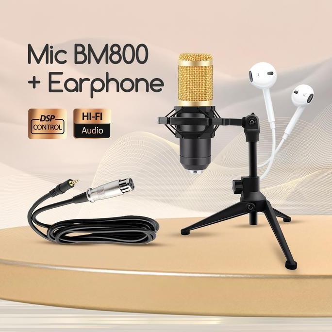 Davisbrakan99 - Bonkyo Mic BM8 Pro Kondensor Profesional 3.5mm dengan Headset Stand untuk Rekaman St