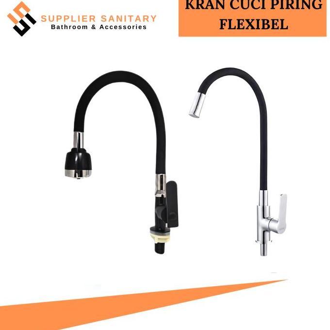 Teruss- Kran Cuci Piring Flexibel Tanam/Kran Wastafel/Kran Dapur/Kran Angsa Hitam Plastik