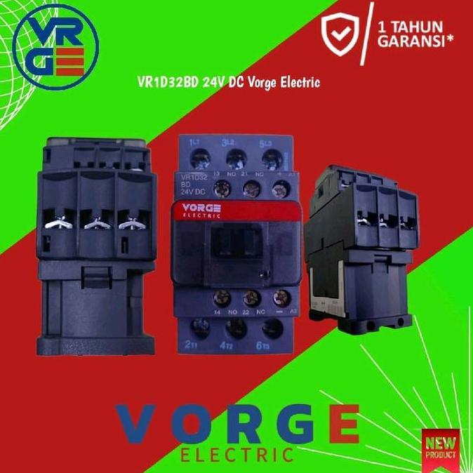 Kontaktor Contactor Vr1D32Bd Vr1D32 Bd 24Vdc 24V Dc 3Phase 3Pole Merk Vorge Garansi 1Tahun Termurah