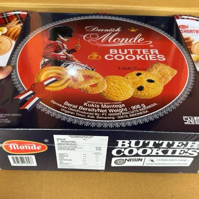 Agen distributor makanan ringan hampers lebaran snack biskuit monde butter cookies kaleng besar jumb