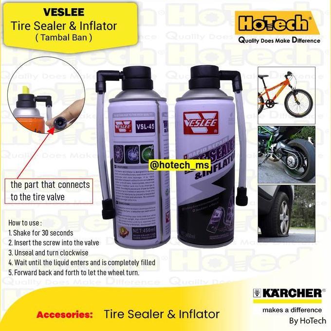 pradipta.riyadi - VESLEE Tire Sealer Inflator 45ml - Cairan Tambal Ban Tubeless Bocor untuk Sepeda M