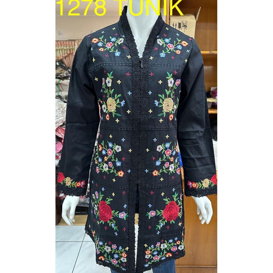 Unik 1278 Tunik Bordir Premium Alexuez Putih Tulang / Tunik Bordir Lengan Panjang