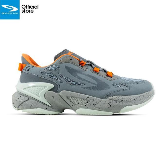 Hashiru- 910Nineten Shoes Lynx Rv-Lite Sportstyle- Abu-Abu/Jingga