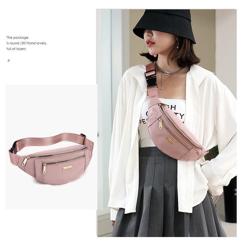 pengiriman cepat Tas Pinggang Ransel Wanita Impor Tas Pinggang Selempang Dada Kain Oxford Kualitas T