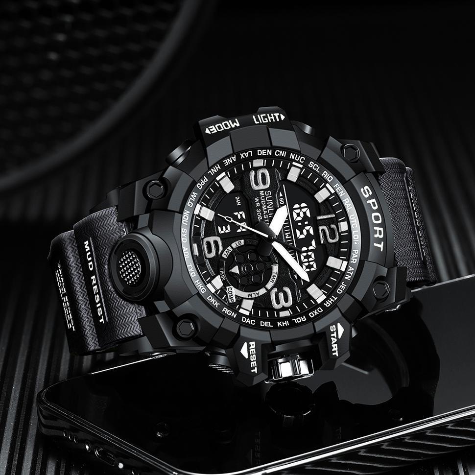LIMITED Jam Tangan Pria Anti Air Digital&Analog Original Olahraga Bercahaya Kalender Klasik Tali Sil