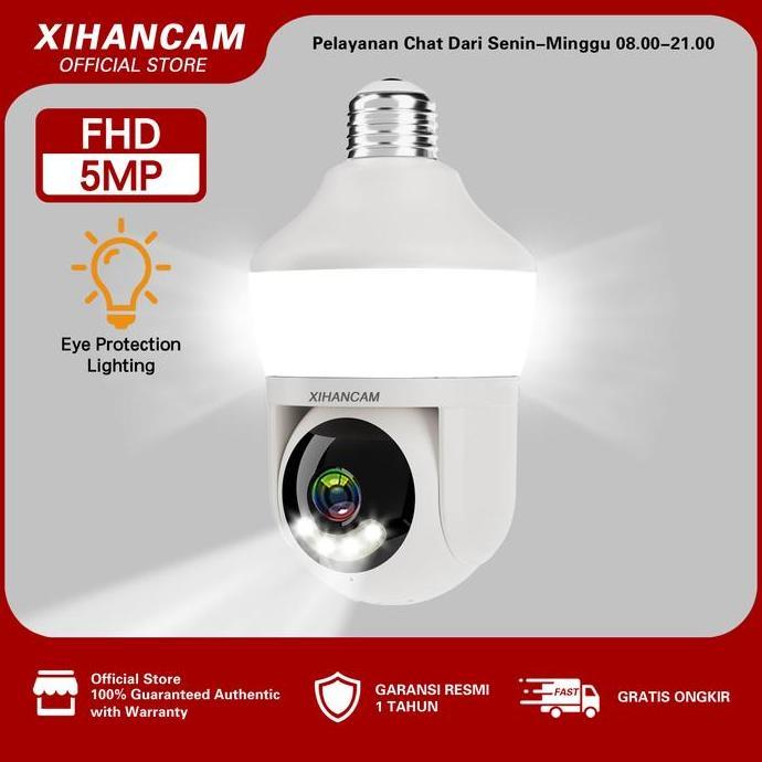 Kyatchi- Xihancam Cctv Lampu 5Mp Ip Kamera Indoor Wifi Cctv Bohlam 360 Derajat Cctv Wifi Jarak Jauh 