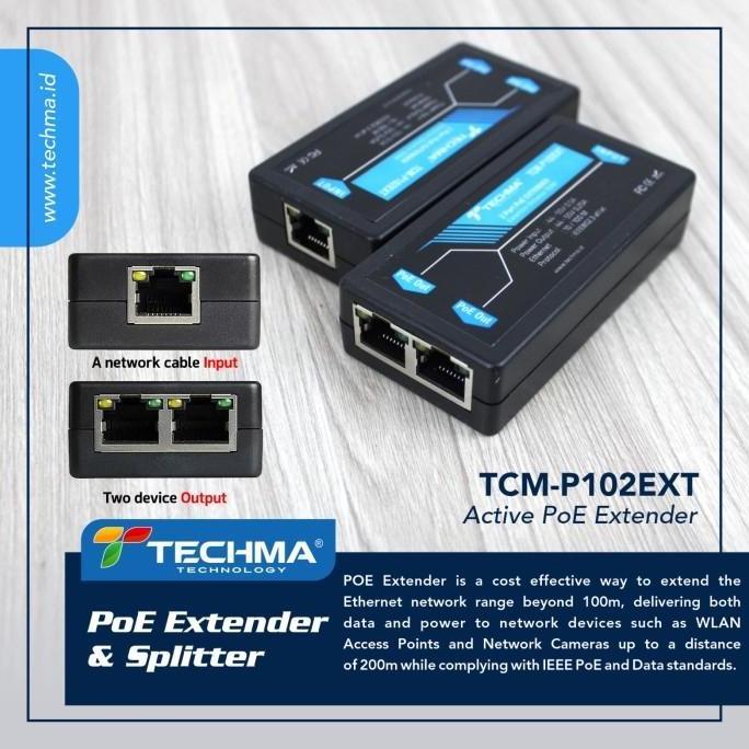 HARGA DISC - Techma 1 to 2 Aktip PoE Extender & Splitter